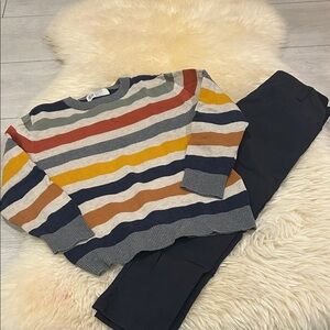 H&M Multicolor Striped Kids Sweater & Nautica Navy Pants